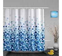 AYISTELU Cortinas de Ducha,Rocas de Piedra de Guijarro Azul sobre Blanco, Cortina de Baño Material de poliéster Resistente al Agua con Ganchos 180 * 180cm