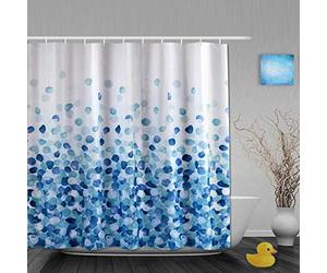 AYISTELU Cortinas de Ducha,Rocas de Piedra de Guijarro Azul sobre Blanco, Cortina de Baño Material de poliéster Resistente al Agua con Ganchos 180 * 180cm