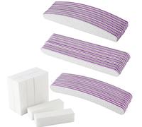 AYITOO Juego de 40 Limas de Uñas (100/180 Limas Clavos Doble Cara Limas) Para Mujer Profesional Manicura Uñas - Núcleo Gris/Lila - 10 Curvada+10 Recta +10 Trapecios +10 Bloque Pulido Uñas