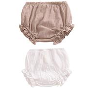 AYIYO Cubrepañales unisex para niños pequeños, pantalones cortos de lino para recién nacidos, 2 unidades, 3-9 meses