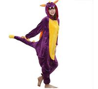 AYJMA Adultos Spyro Onesie Pijamas Franela Dragón púrpura Disfraces Kigurumi Monos Pijama Ropa de Dormir S