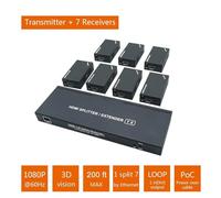 AYJYZHIAG Extensor divisor 1x7 de 60 m, extensor UTP 1x2 Cat5e Cat6 1080P RJ45, transmisor y receptor(One TX and Seven RX)