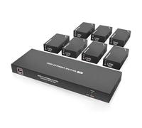 AYJYZHIAG Extensor RJ45 1080P con cable Ethernet Cat6 de 60 m, kit transmisor y receptor vídeo, divisor 1x1, 1x2, 1x4 1x7(1TX-7RX-60M)