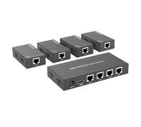 AYJYZHIAG Extensor RJ45 1080P con cable Ethernet Cat6 de 60 m, kit transmisor y receptor vídeo, divisor 1x1, 1x2, 1x4 1x7(1TX-4RX-60M)