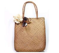 AYKANING Capazo Playa,Bolsos De Mimbre Moda Mujeres Verano Paja Gran Bolsa de Tote Playa Bolsa de Hombro Casual Handbag Cesta Hecho A Mano Bolsa De Compras