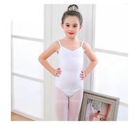 AYKNINGD Maillot Ballet NiñA, Maillot Gimnasia Ritmica NiñA Maillot De Ballet Camisola For Niñas, Ropa De Baile, Maillot De Gimnasia De Algodón con Tirantes, Vestido De Ballet(White,Tag 6(105-115cm))