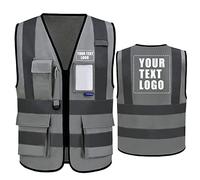 AYKRM chaleco de cremallera alta visibilidad trabajo reflectantes seguridad multibolsillos personalizado 21 colores