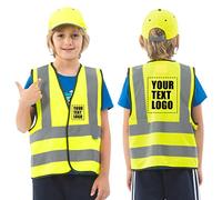 AYKRM Logotipo impreso personalizado Escuela niños chaleco de alta visibilidad niños alta visibilidad chaleco de seguridad reflectante alta visibilidad niño hi vis chaleco