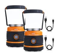 AYL Linterna LED Recargable, 1800 LM, 4 Modos de Luz - Lámpara Camping y Batería Externa 4400 mAh - Linterna LED Impermeable IP44 - Linterna Recargable con Cable USB para Hogar y Emergencias - 2 Pack