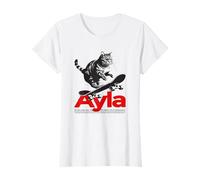 AYLA - Bonito nombre de chica con gato y monopatín Camiseta