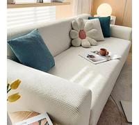 AYLFBFU Funda para Sofa Chaise Longue Spandex Jacquard Cuadros Pequeños Funda Sofá 1 Plazas Se aceptan mascotas con gatos, Cubre Sofas Flexibilidad con Fondo Elástico Blanco Roto (1 Pieza)