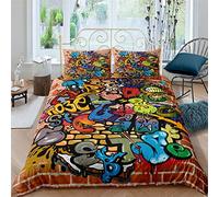 AYMAING Juego De Funda NóRdica Juego De Cama De Microfibra para Dormitorio 3D Graffiti Art Funda De Almohada CóModa Fundas NóRdicas Funda NóRdica 3 Piezas con Cierre De Cremallera