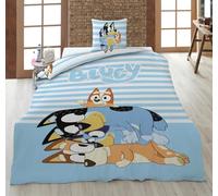 Aymax Bluey Family Bingo Bandit Chilli - Juego de ropa de cama reversible (135 x 200 cm, 100% algodón), color azul