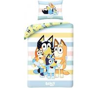 Aymax Bluey - Juego de funda nórdica reversible (140 x 200 cm, funda de edredón de 65 x 65 cm, 100% algodón premium, certificado Öko-Tex Standard 100, diseño familiar Heeler, cierre de botones