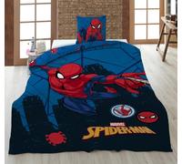 Aymax, Funda nórdica Spider-Man Marvel 140 x 200 cm + Funda de 65 x 65 cm - Acción Nueva York - Polialgodón - Licencia Oficial
