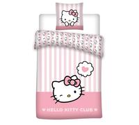 Aymax Hello Kitty - Juego de cama de algodón, 100% algodón, funda nórdica reversible de 160 x 210 cm + funda de almohada de 65 x 100 cm