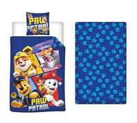 Aymax - Juego de cama de 3 piezas, diseño de Patrulla Canina, microfibra ultra suave, funda nórdica de 140 x 200 cm + funda de almohada de 63 x 63 cm + sábana bajera 90 x 190 cm, con chase, Ruben