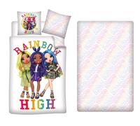 Aymax Rainbow High, funda nórdica reversible de 140 x 200 cm + funda de almohada de 63 x 63 cm + sábana bajera a juego 90 x 190 cm