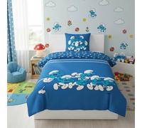 Aymax - Juego de cama de pitufos para niños, 1 persona, funda nórdica de 140 x 200 cm + funda de almohada de 65 x 65 cm, 100% algodón