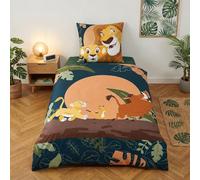 Aymax Juego de cama King Lion con Simba, Timon y Pumba, polialgodón, funda nórdica de 140 x 200 cm + funda de almohada de 65 x 65 cm
