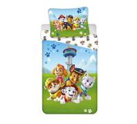 Aymax Juego de Cama Reversible de Patrulla Canina, 100% Algodón, Funda de Edredón 140x200 cm + Funda de Almohada 65x65 cm, con Everest, Stella, Chase, Marcus y Ruben