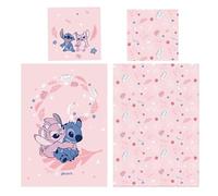 Aymax Juego de cama rosa Stitch de franela funda nórdica reversible de 140 x 200 cm + funda de almohada de 65 x 65 cm, ideal para el invierno