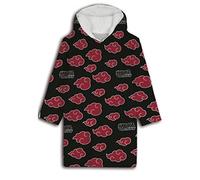 Aymax Naruto - Akatsuki - Poncho de Sudor de Forro Polar Coral - Taille Enfant, Negro, One Size