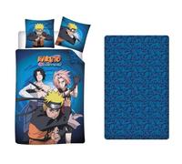 Aymax Naruto - Juego de cama de 3 piezas, funda nórdica de 140 x 200 cm, funda de almohada de 63 x 63 cm + sábana bajera a juego de 90 x 190 cm