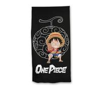 Aymax One Piece - Toalla de playa, 70 x 140 cm, 100% poliéster, diseño mini luffy, negro