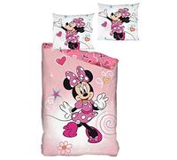 Aymax Parure de lit réversible Disney Minnie - Rose et Blanc - 140 cm x 200 cm