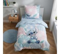 Aymax Ropa de cama infantil Stitch Flowers, funda nórdica reversible 135 x 200 cm + funda de almohada de 80 x 80 cm, 52 % algodón, 48 % poliéster