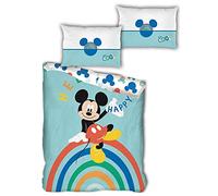 AYMAX S.P.R.L. Disney Mickey Mouse Rainbow - Juego de Cama (Funda nórdica de 140 x 200 cm y 1 Funda de Almohada de 63 x 63 cm)