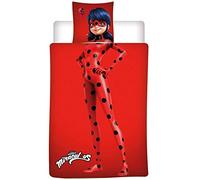 AYMAX S.P.R.L. Juego de Cama Ladybug Miraculous de Franela - Funda nórdica de 140 x 200 cm + Funda de Almohada de 65 x 65 cm