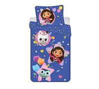 AYMAX S.P.R.L Parure de Lit réversible Gabby et la Maison Magique - Bleu Foncé - 140 cm x 200 cm