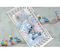 Aymax - Juego de cama de bebé Stitch Flowers 1 persona, funda nórdica de 100 x 140 cm + funda de almohada de 40 x 60 cm, 100% algodón