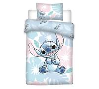 Aymax - Juego de cama de bebé Stitch Flowers 1 persona, funda nórdica de 100 x 140 cm + funda de almohada de 40 x 60 cm, 100% algodón