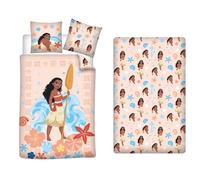 Aymax Vaiana - Juego de funda nórdica reversible de 3 piezas, 140 x 200 cm, funda de almohada de 65 x 65 cm, sábana bajera de 90 x 200 cm, polialgodón