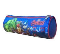 Aymax Vengadores Portatodo Cilíndrico con Hulk, Iron Man y Capitán América | 21 x 8 x 8 cm, Cierre de Cremallera, Diseño Vengadores, Para Niños