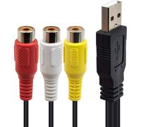 AYMBH Cable divisor USB 2.0 A macho a 3 RCA hembra, adaptador pasivo de cable compuesto (no es un convertidor de señal) - Cable compuesto de audio y video AV para dispositivos compatibles compatible