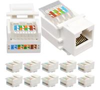 AYMBH Paquete de 10 adaptadores de módulo de red Ethernet RJ45 Cat6 Keystone, acoplador en línea de placa de pared, compatible con Cat5e Cat5 Cat6, conector LAN Gigabit, soporte de cableado T568A