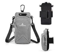 AYMQC Brazalete Deportivo de Teléfono Impermeable Bolsa de Brazo para Correr Ciclismo Compatible con iPhone, Samsung, Huawei Teléfono Móviles de hasta 6,7 Pulgadas (Gris)