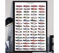 Aymsm Diversas apariencias Fórmula 1 Coche de Carreras póster de Dibujos Animados Lienzo Mural Imagen Sala decoración del hogar 40X60 sin Marco