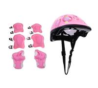 Aymzbd 1 Casco Protector Infantil con Rodilleras Coderas Muñequeras Estructura Duradera Y Cómoda para Niños Adecuado para Patinaje Deportes Extremos Ciclismo, Rosado