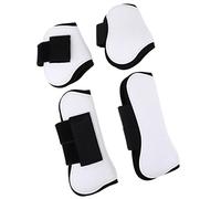 Aymzbd 4 Piezas Botas para Tendón de Caballo Botines para Cuidado de Piernas Protectores de Patas Fabricados en Neopreno Y PU Adecuadas para Entrenamiento, Blanco