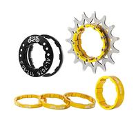 Aymzbd 7 Piezas Cassette de Una Velocidad para Bicicleta Piñón Sprocket Engranaje Adaptador de Aleación de Aluminio para Convertidor Fijo Adecuado para Bicic, Oro