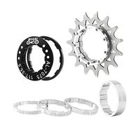 Aymzbd 7 Piezas Cassette de Una Velocidad para Bicicleta Piñón Sprocket Engranaje Adaptador de Aleación de Aluminio para Convertidor Fijo Adecuado para Bicic, Plata
