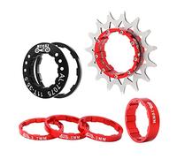 Aymzbd 7 Piezas Cassette de Una Velocidad para Bicicleta Piñón Sprocket Engranaje Adaptador de Aleación de Aluminio para Convertidor Fijo Adecuado para Bicic, Rojo