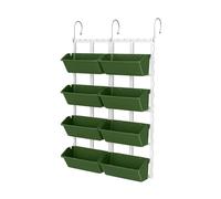 Aymzbd 8 Piezas Macetero Colgante Vertical Jardinera de Pared 4 Niveles con Ganchos Y Drenaje Material Resistente PP Adecuado para Interiores Exteriores BALC, Verde Oscuro