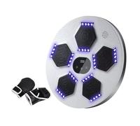 Aymzbd Boxing Almoadilla de Boxeo Electrónica con Música Y Bluetooth Equipo de Reacción Rápida Panel de Entrenamiento Mural Material PVC Adecuada Par, Blanco con Guantes