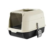 Aymzbd Caja de Arena para Gatos con Tapa Bandeja Sanitaria Cerrada Arenero Cubierto Baño para Gato Ampliado para Gatos PP Resistente, Negro